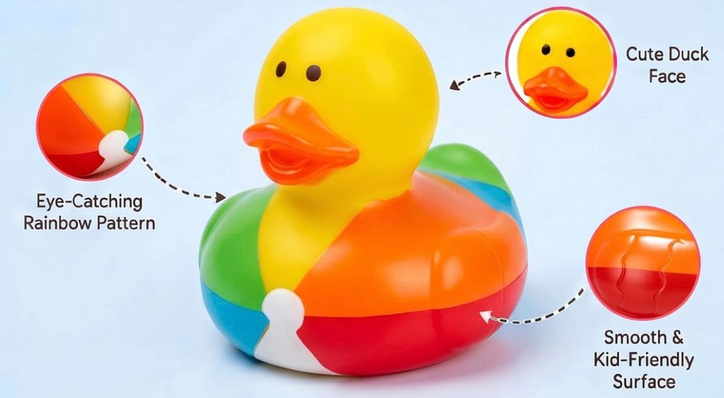 BEACH BALL Rubber Duck Gift Set of 5 | 2 Inch Ducks with Organza Bags & Ducked Cards | Ready to Gift & Hide | Duck Exchange Favors