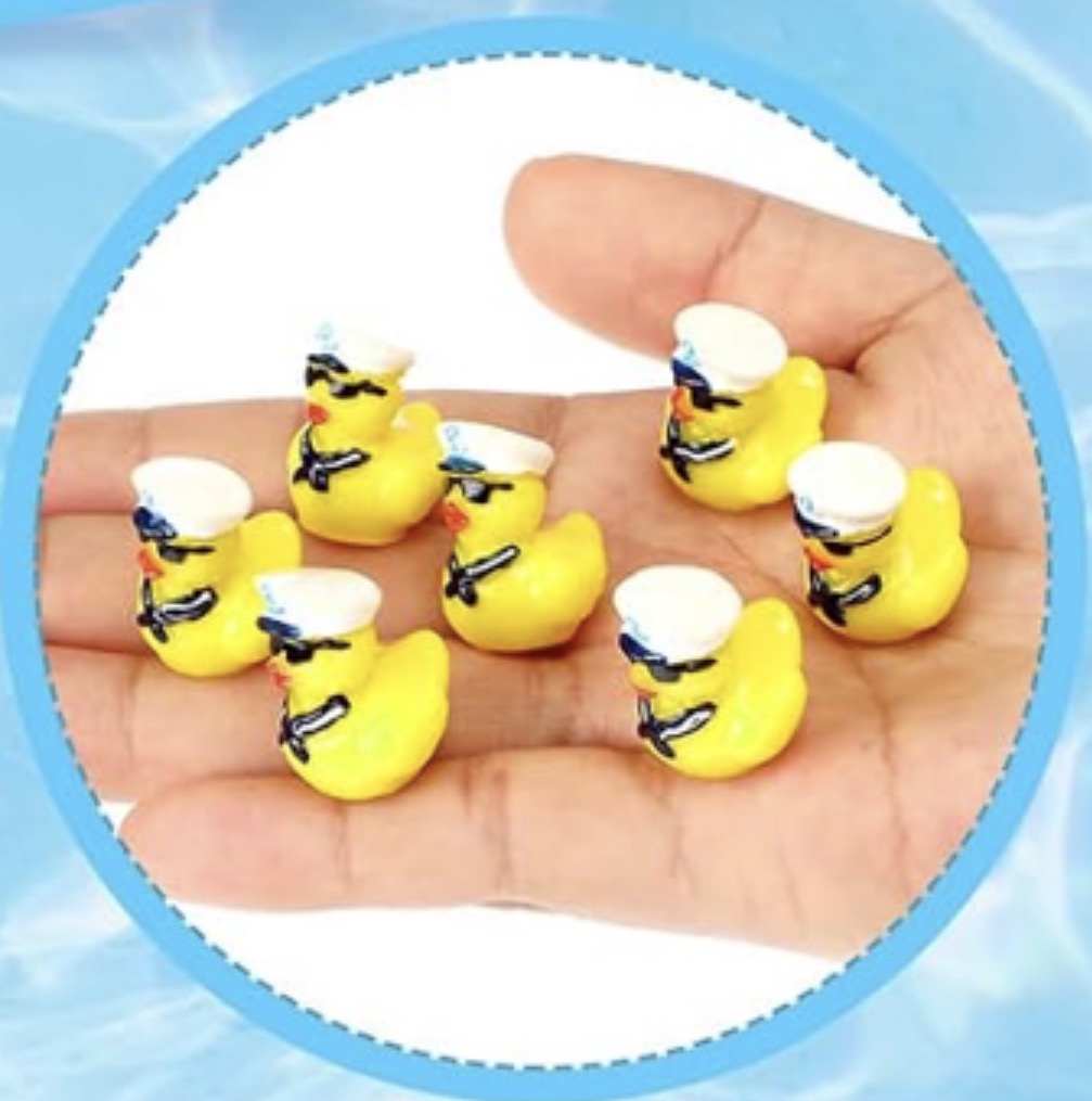 Set of 5, Yellow Sailor Themed Mini Resin Ducks, Magnetic or Non-Magnetic, Optional Personalized Duck Hiding Tags