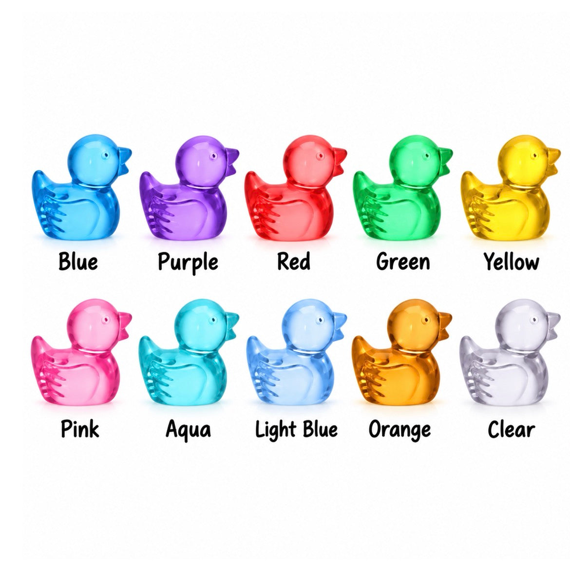 Set of 10, Jewel Themed Mini Resin Ducks, Magnetic or Non-Magnetic, Optional Personalized Duck Hiding Tags
