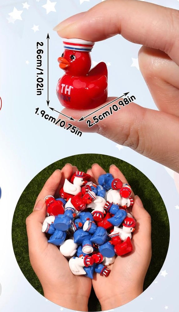 Customize with or Without Magnets – 5 Piece Patriotic Mini Resin Ducks Set, USA Independence Day Ducks, Fourth of July Mini Ducks, Freedom Duck Figurines, Cruise Ducks, Tiered Tray Decor, Party Favors