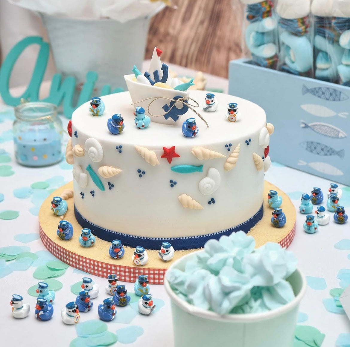 Customize with or Without Magnets – 6 Piece Mini Resin Nautical Sailor Ducks Set, Cruise Duck Figurines, Captain & Sailor Ducks, Beach Theme Party Favors, Fairy Garden Miniatures