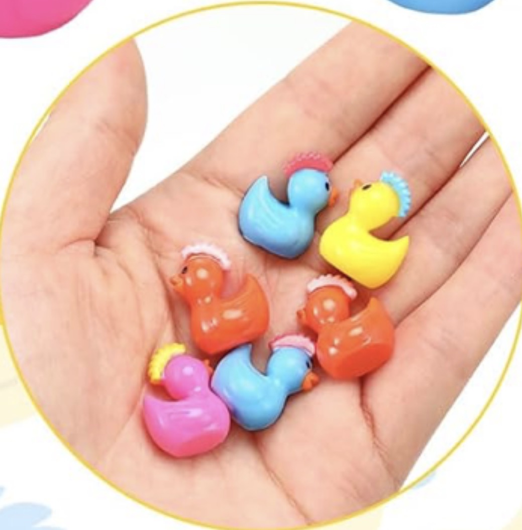 A0-Set of 8, Punk Mohawk Themed Mini Resin Ducks, Magnetic or Non-Magnetic, Optional Personalized Duck Hiding Tags