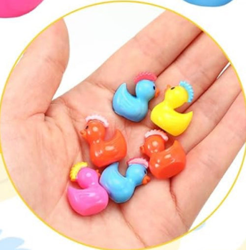 A0-Set of 8, Punk Mohawk Themed Mini Resin Ducks, Magnetic or Non-Magnetic, Optional Personalized Duck Hiding Tags