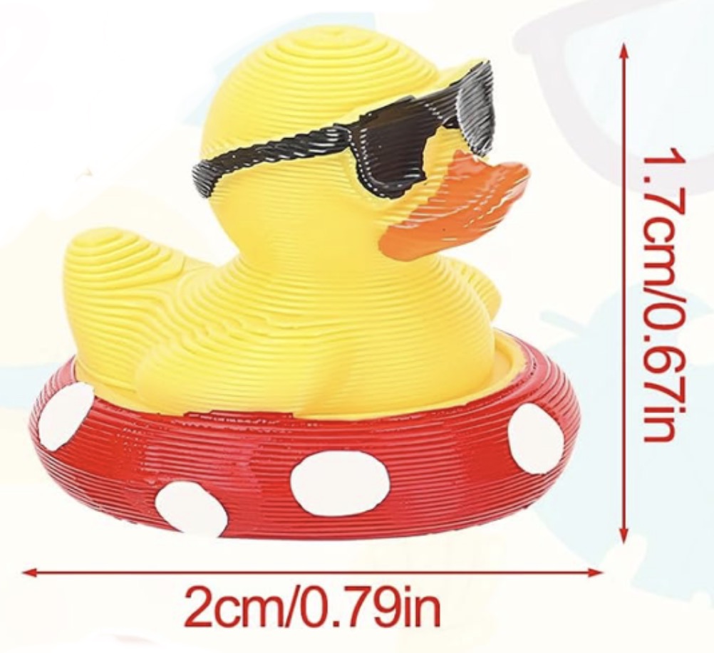 Set of 5, Ducky in a Floaty Themed Mini 3D Printed Ducks, Magnetic or Non-Magnetic, Optional Personalized Duck Hiding Tags
