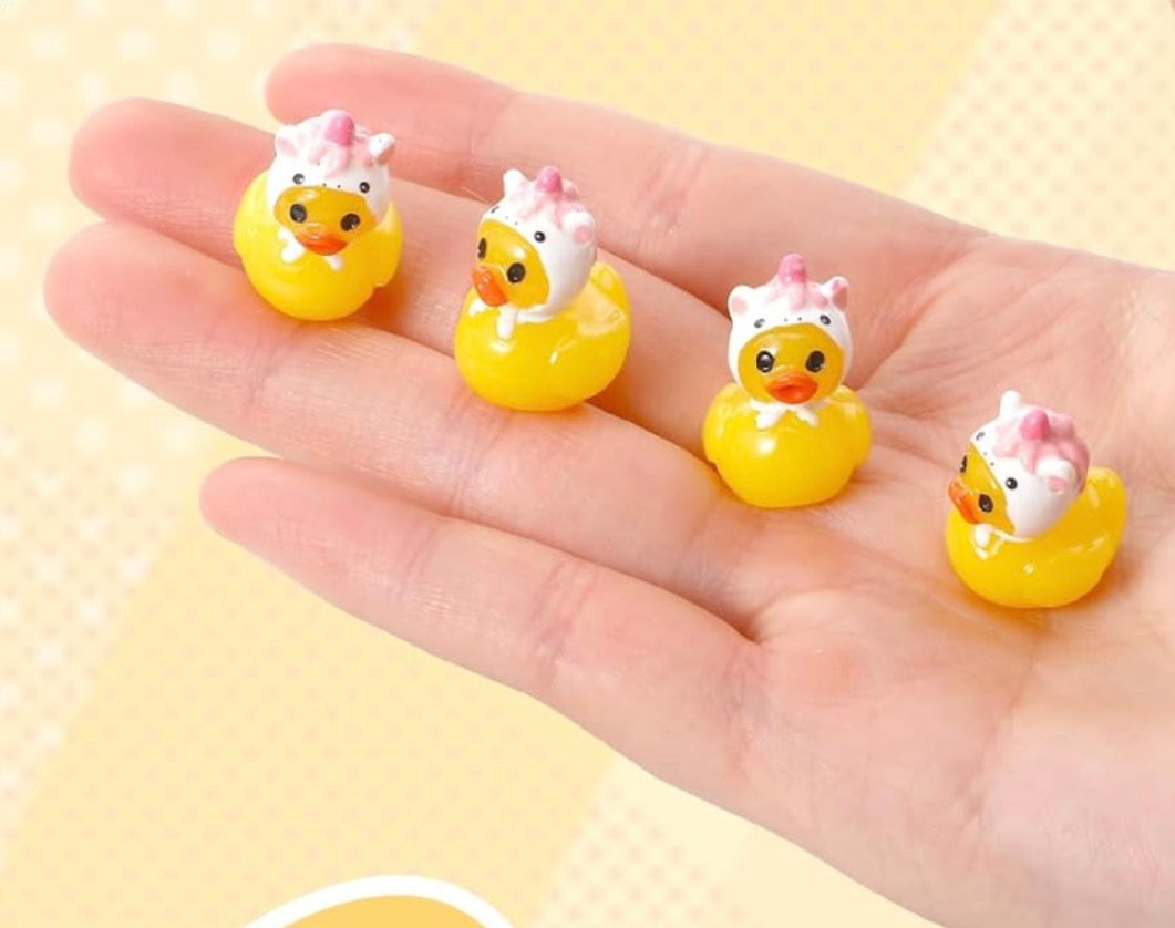 Set of 5, Unicorn Hat Themed Mini Resin Ducks, Magnetic or Non-Magnetic, Optional Personalized Duck Hiding Tags