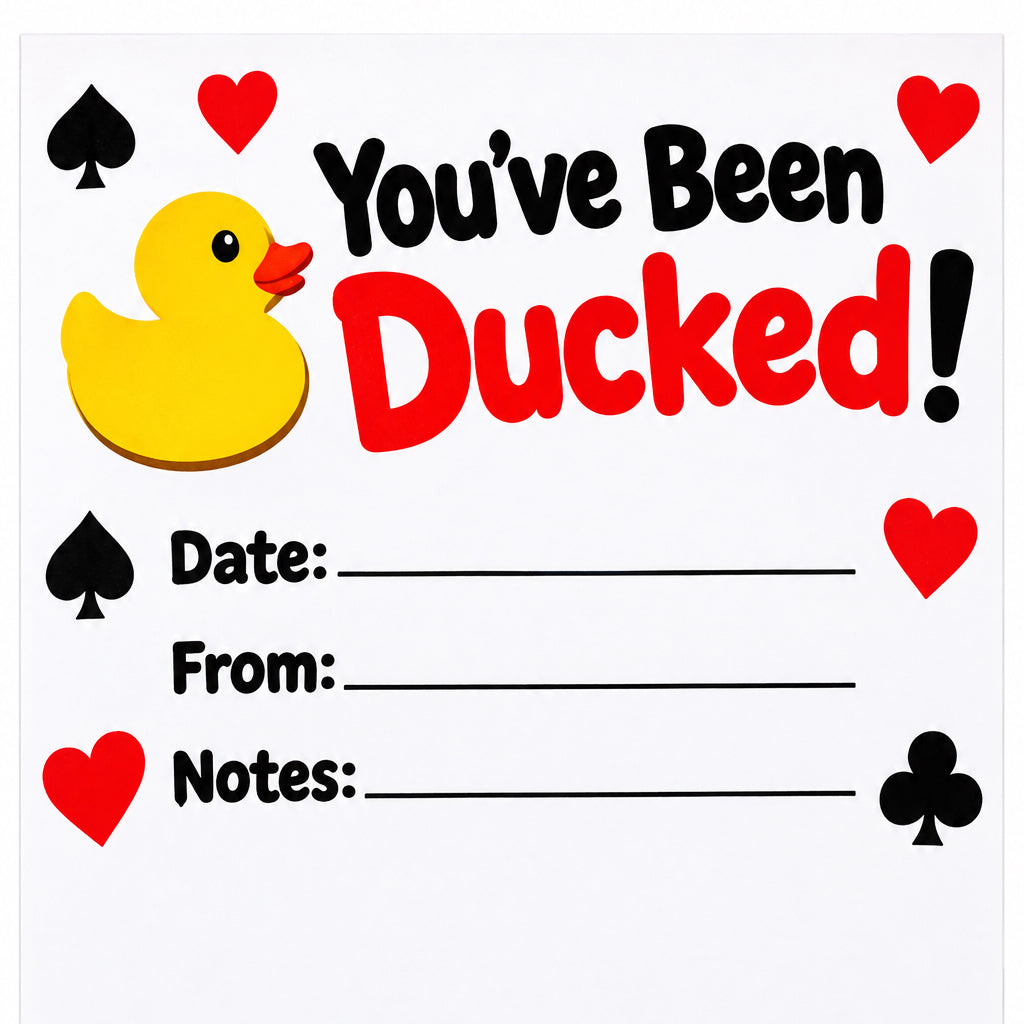 CASINO POKER Rubber Duck Gift Set of 5 | 2 Inch Ducks with Organza Bags & Ducked Cards | Ready to Gift & Hide | Duck Exchange Favors