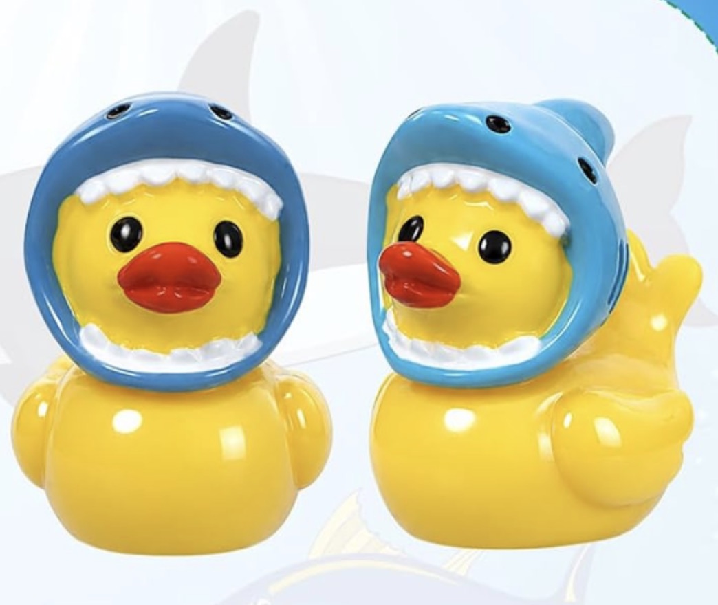 Set of 6, Shark Hat Themed Mini Resin Ducks, Magnetic or Non-Magnetic, Optional Personalized Duck Hiding Tags
