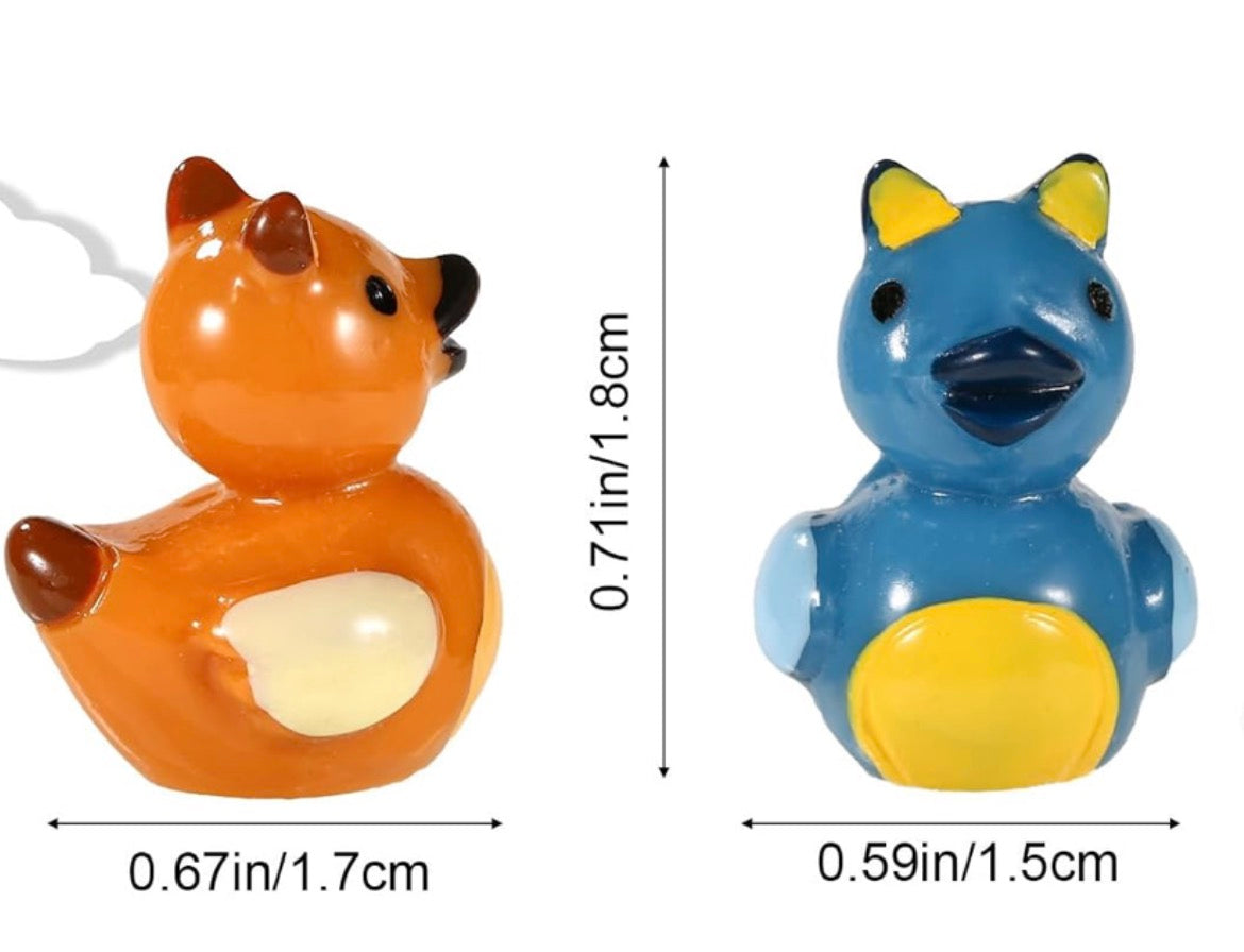 Set of 6, Orange Blue Cat Themed Mini Resin Ducks, Magnetic or Non-Magnetic, Optional Personalized Duck Hiding Tags