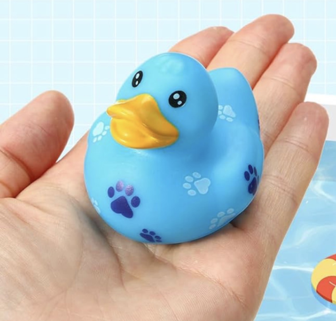 Blue Dog Paw Print Rubber Duck Gift Set of 5 | 2 Inch Ducks with Organza Bags & Ducked Cards | Ready to Gift & Hide | Duck Exchange Favors