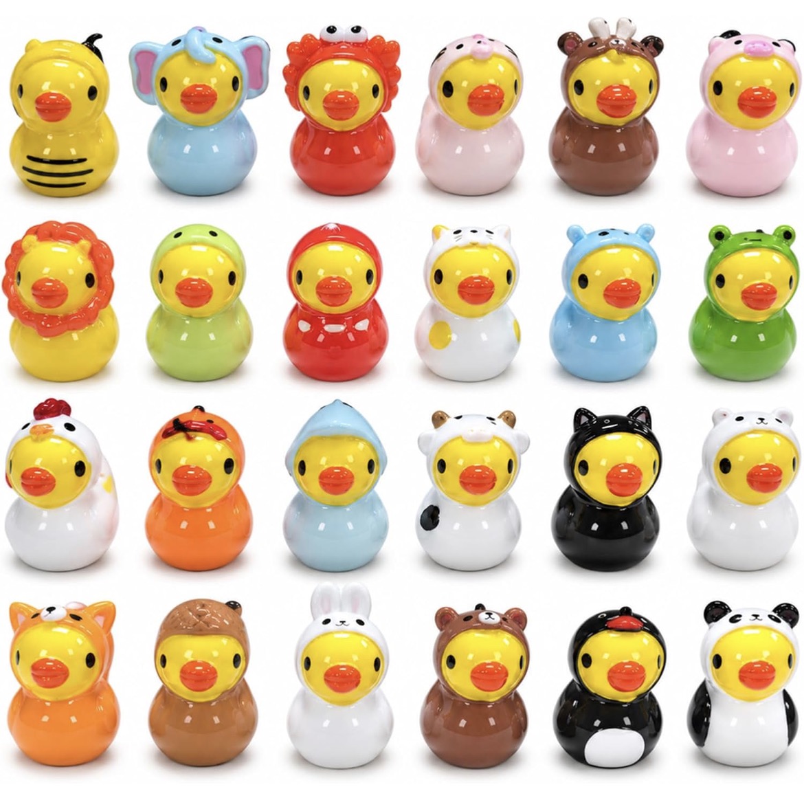 Set of 24, Old McDonald’s Farm Themed Mini Resin Ducks, Magnetic or Non-Magnetic, Optional Personalized Duck Hiding Tags