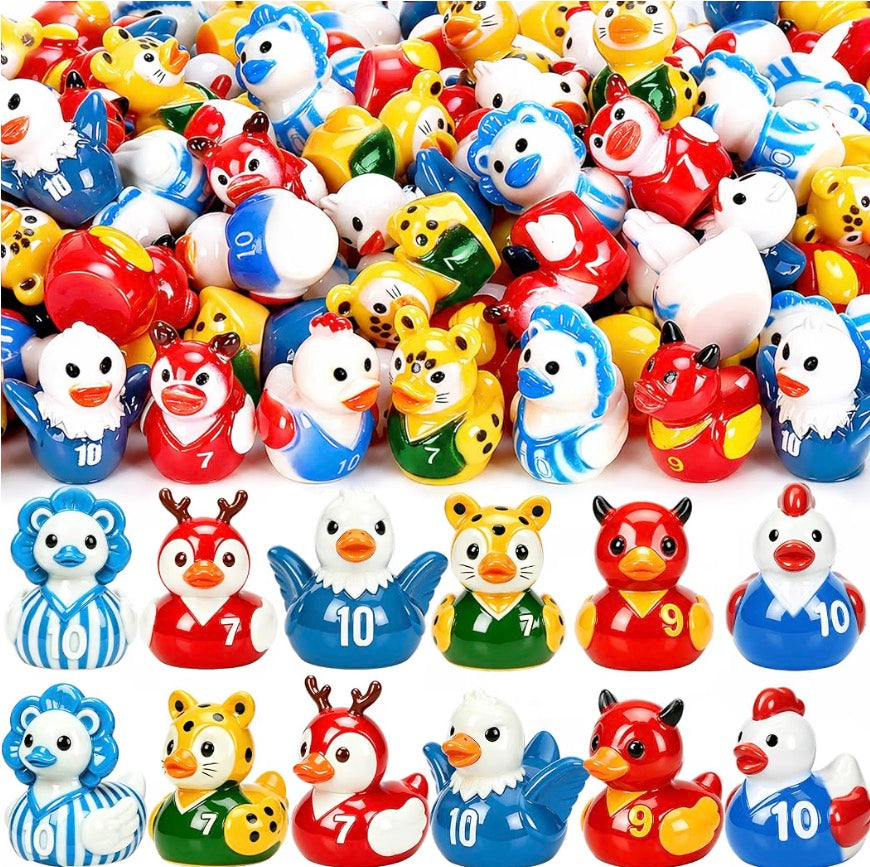 Mini Resin Ducks – Soccer World Cup Duck Set of 6, Sports Theme Tiny Resin Duck Figurines, Football Party Favors, Collectible Mini Ducks, Team Gifts, Cake Toppers, Fairy Garden Decor