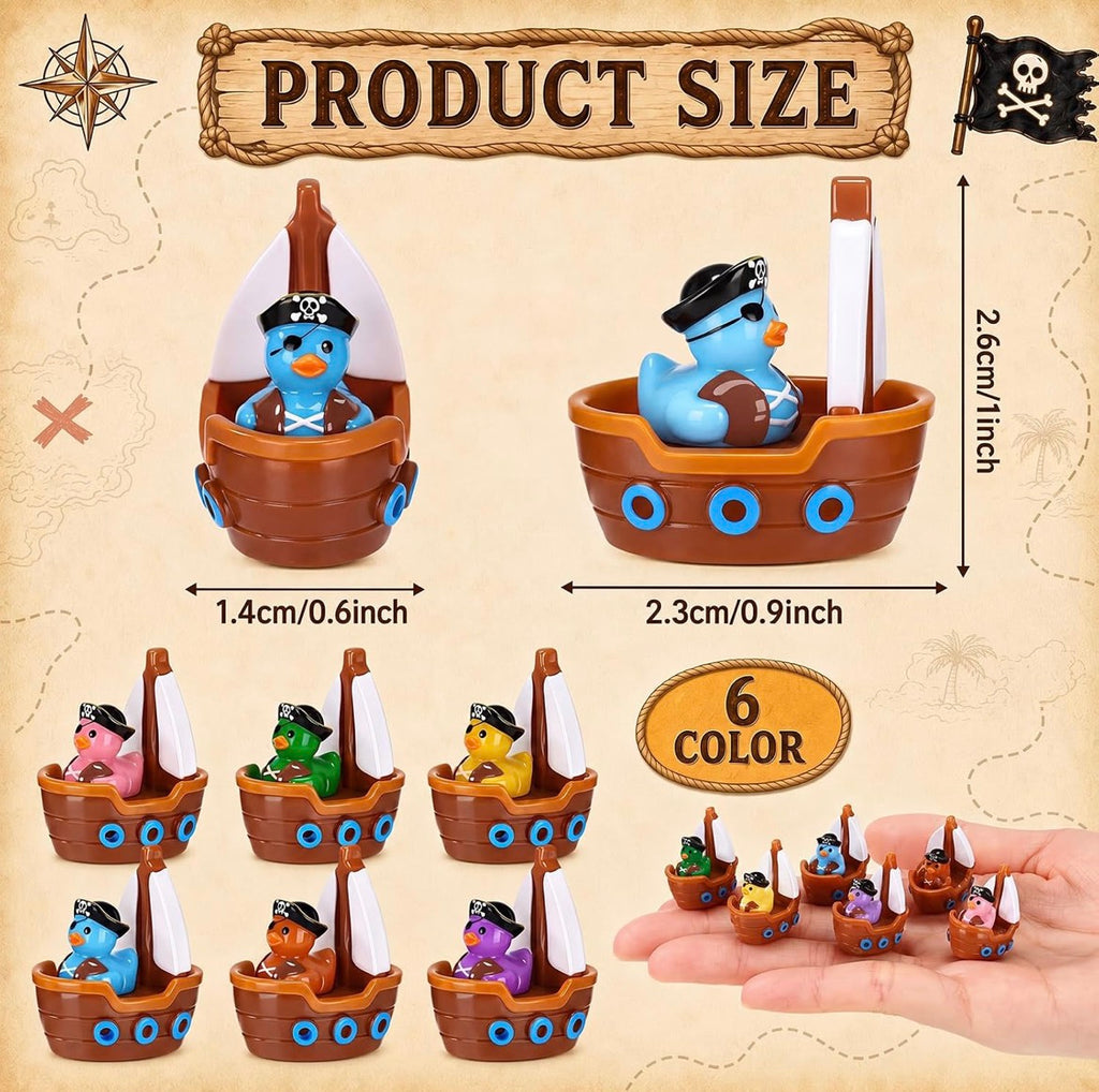 6 Piece Mini Resin Pirate Duck Boats – Cruise Duck & Jeep Duck Hiding Set – Tiny Pirate Boat Duck Figurines – Party Favors – Optional Magnets