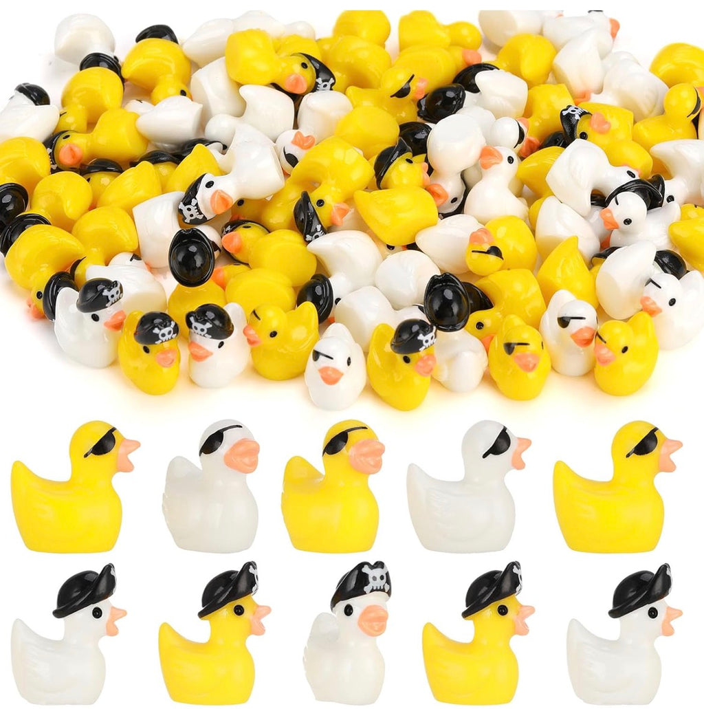 8 Piece Mini Resin Pirate Ducks – Tiny Pirate Duck Figurines – Cruise Duck & Jeep Duck Hiding Set – Optional Magnets – Fairy Garden Party Favors