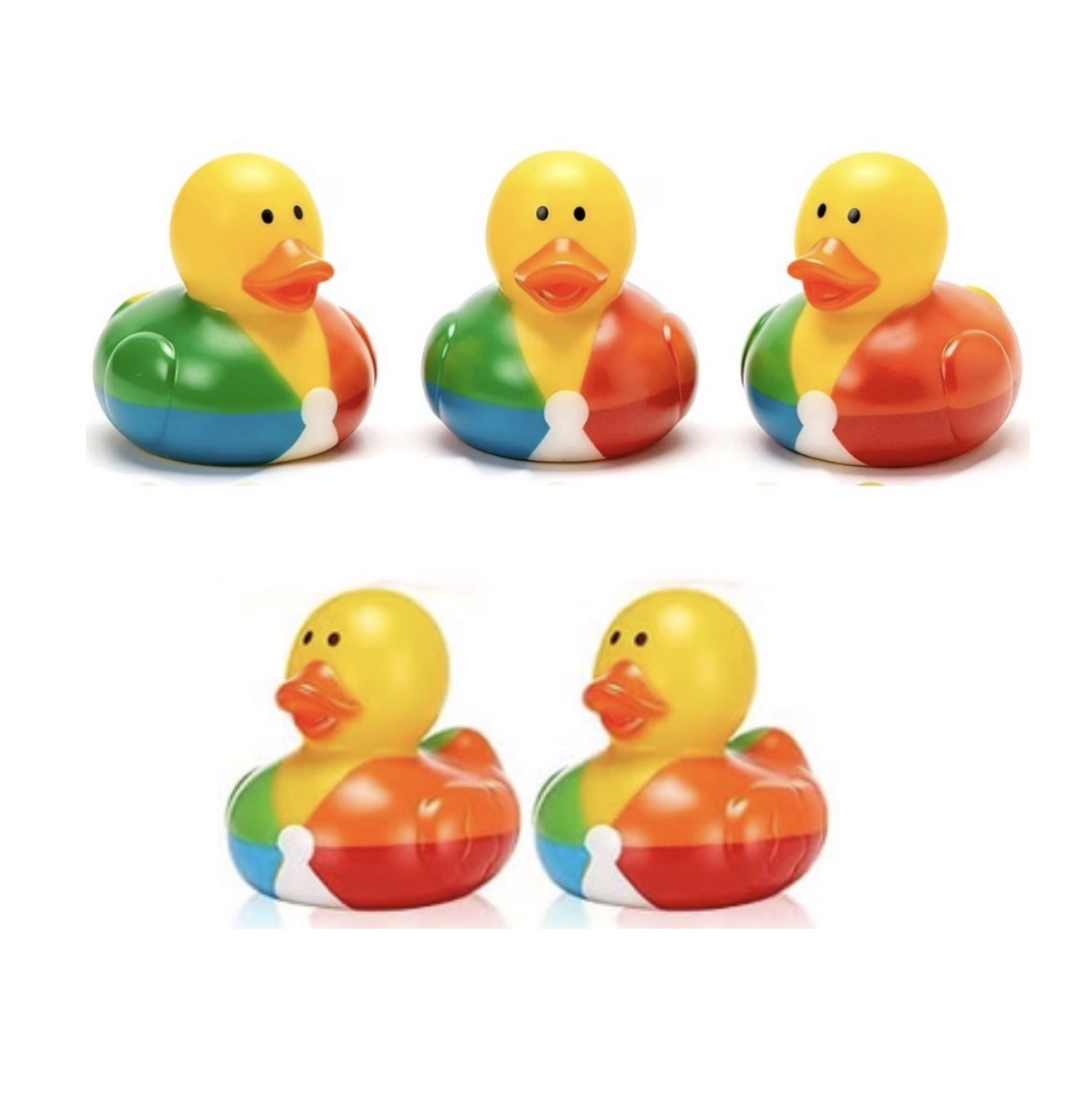 BEACH BALL Rubber Duck Gift Set of 5 | 2 Inch Ducks with Organza Bags & Ducked Cards | Ready to Gift & Hide | Duck Exchange Favors