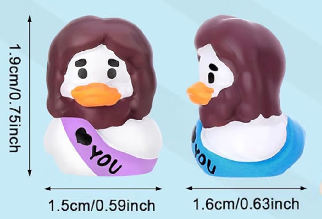 Set of 5, Religious Jesus Themed Mini Resin Ducks, Magnetic or Non-Magnetic, Optional Personalized Duck Hiding Tags