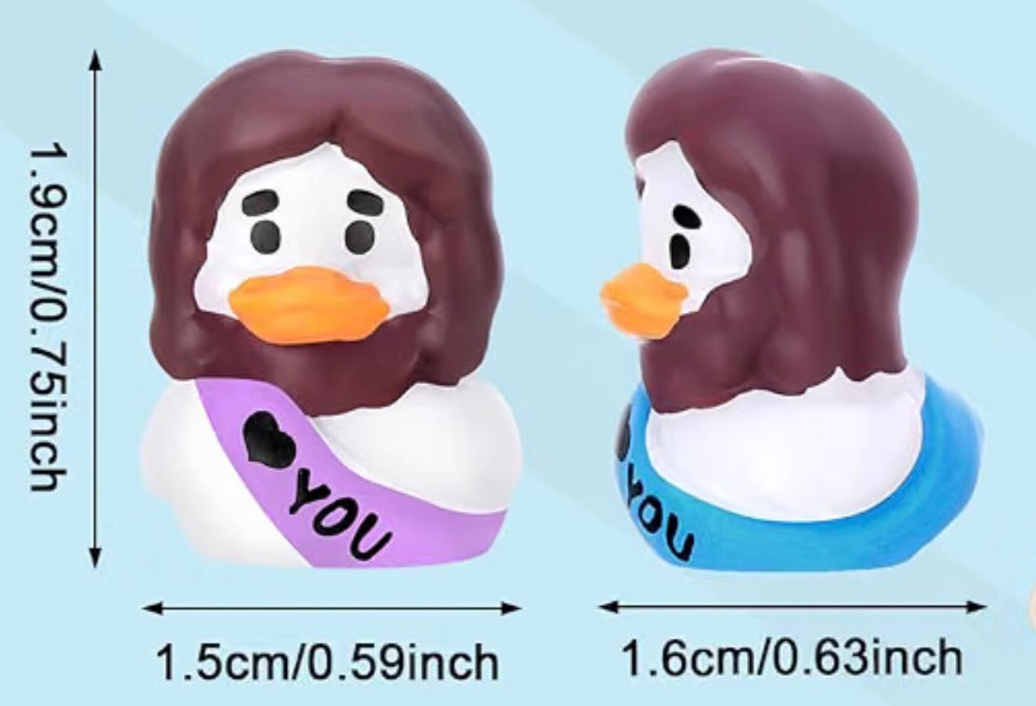 Set of 5, Religious Jesus Themed Mini Resin Ducks, Magnetic or Non-Magnetic, Optional Personalized Duck Hiding Tags