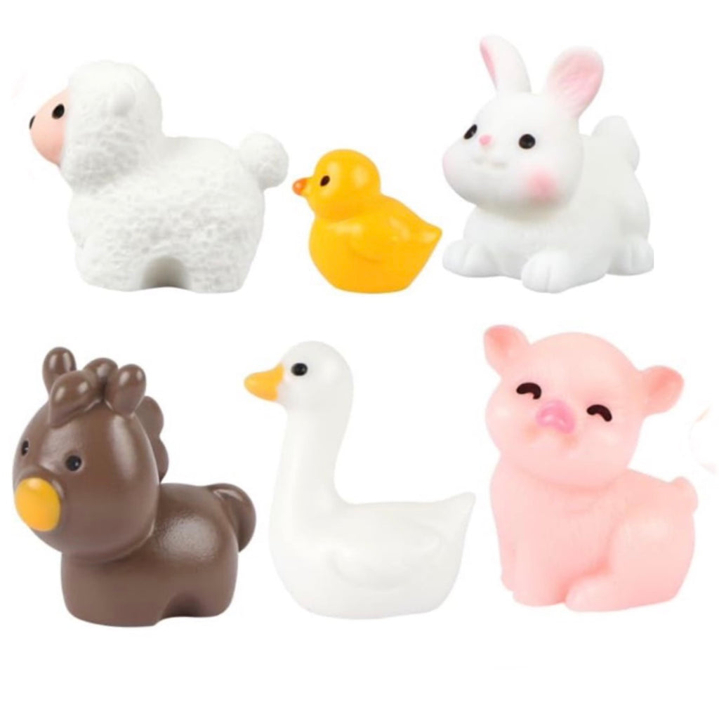 6 Piece Farm Themed Mini Resin Animal Collection – Tiny Animals for Crafts, Fairy Gardens, Miniature Displays & DIY Décor – Optional Magnets