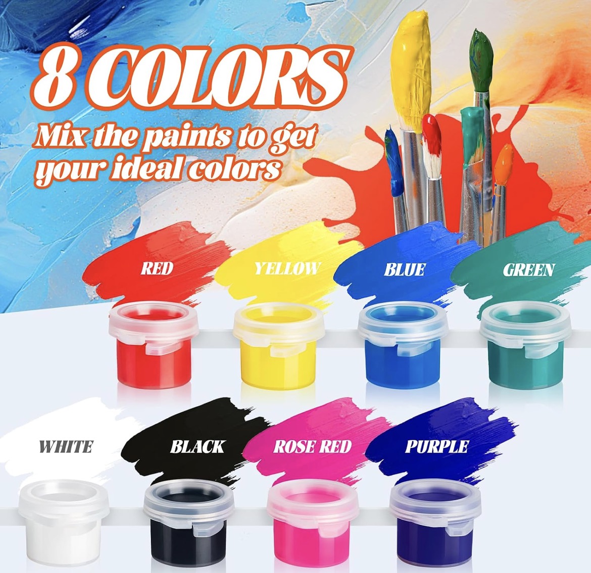 Paint Your Own Duck Kit – 3 White Rubber Ducks, 8 Acrylic Paints & 3 Brushes – DIY Duck Craft Kit with Detachable Sunglasses