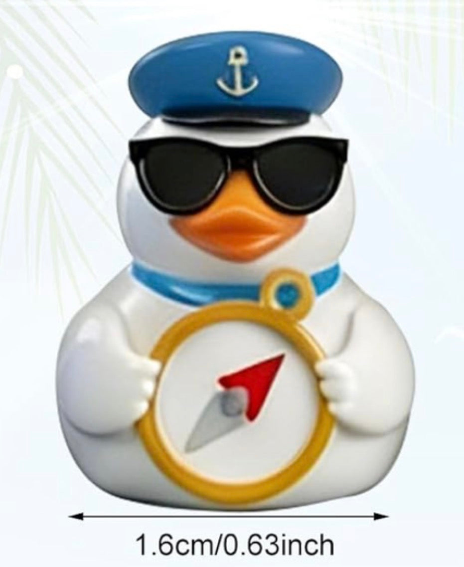 Set of 6, Blue Nautical Sailor Themed Mini Resin Ducks, Magnetic or Non-Magnetic, Optional Personalized Duck Hiding Tags
