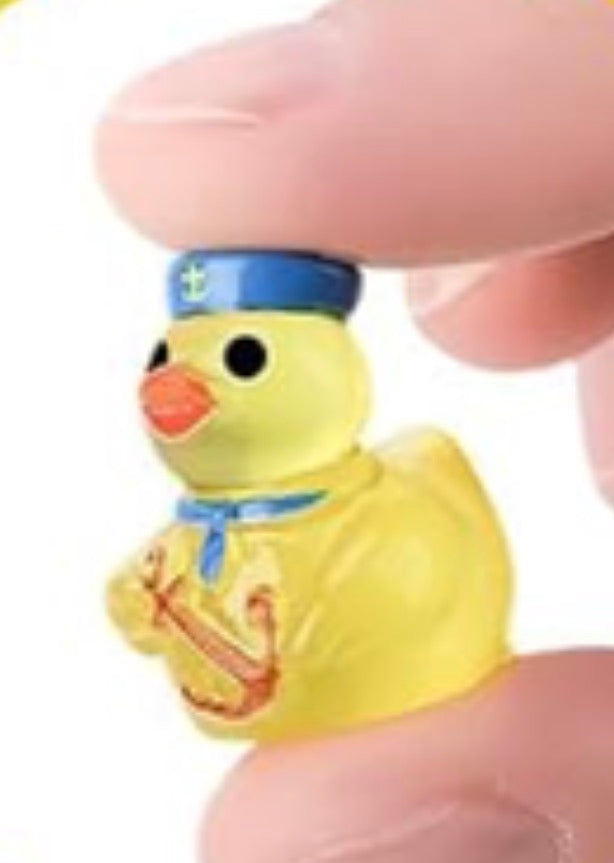Set of 6, Glow-in-the-Dark Yellow Sailor Themed Mini Resin Ducks, Magnetic or Non-Magnetic, Optional Personalized Duck Hiding Tags