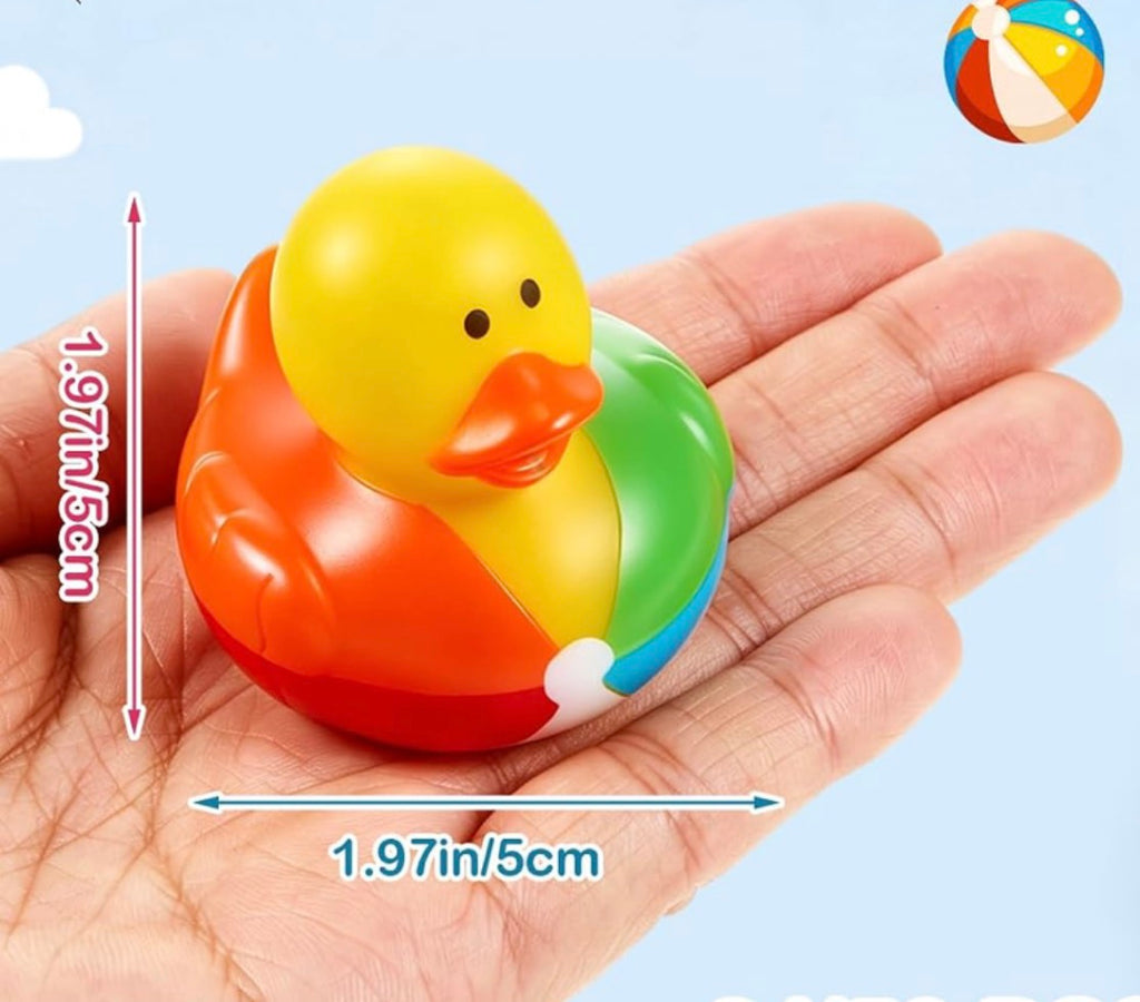 BEACH BALL Rubber Duck Gift Set of 5 | 2 Inch Ducks with Organza Bags & Ducked Cards | Ready to Gift & Hide | Duck Exchange Favors