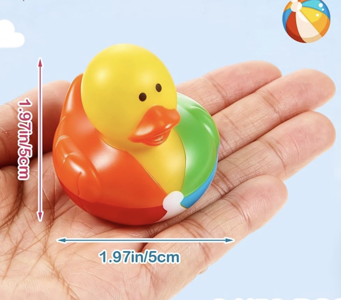 BEACH BALL Rubber Duck Gift Set of 5 | 2 Inch Ducks with Organza Bags & Ducked Cards | Ready to Gift & Hide | Duck Exchange Favors