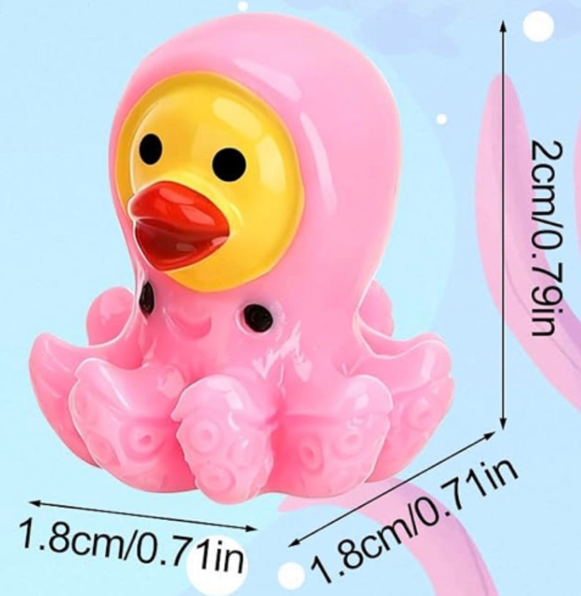 Set of 5, Pink Octopus Themed Mini Resin Ducks, Magnetic or Non-Magnetic, Optional Personalized Duck Hiding Tags