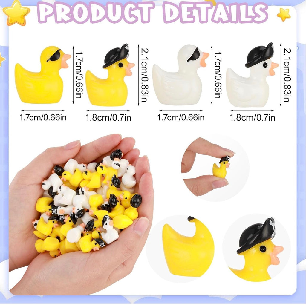 8 Piece Mini Resin Pirate Ducks – Tiny Pirate Duck Figurines – Cruise Duck & Jeep Duck Hiding Set – Optional Magnets – Fairy Garden Party Favors