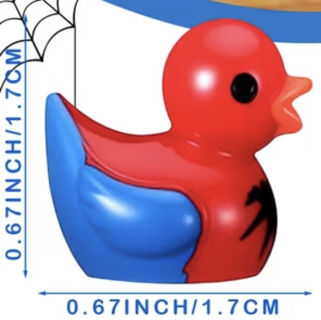 Set of 6, Spider Man Themed Mini Resin Ducks, Magnetic or Non-Magnetic, Optional Personalized Duck Hiding Tags l