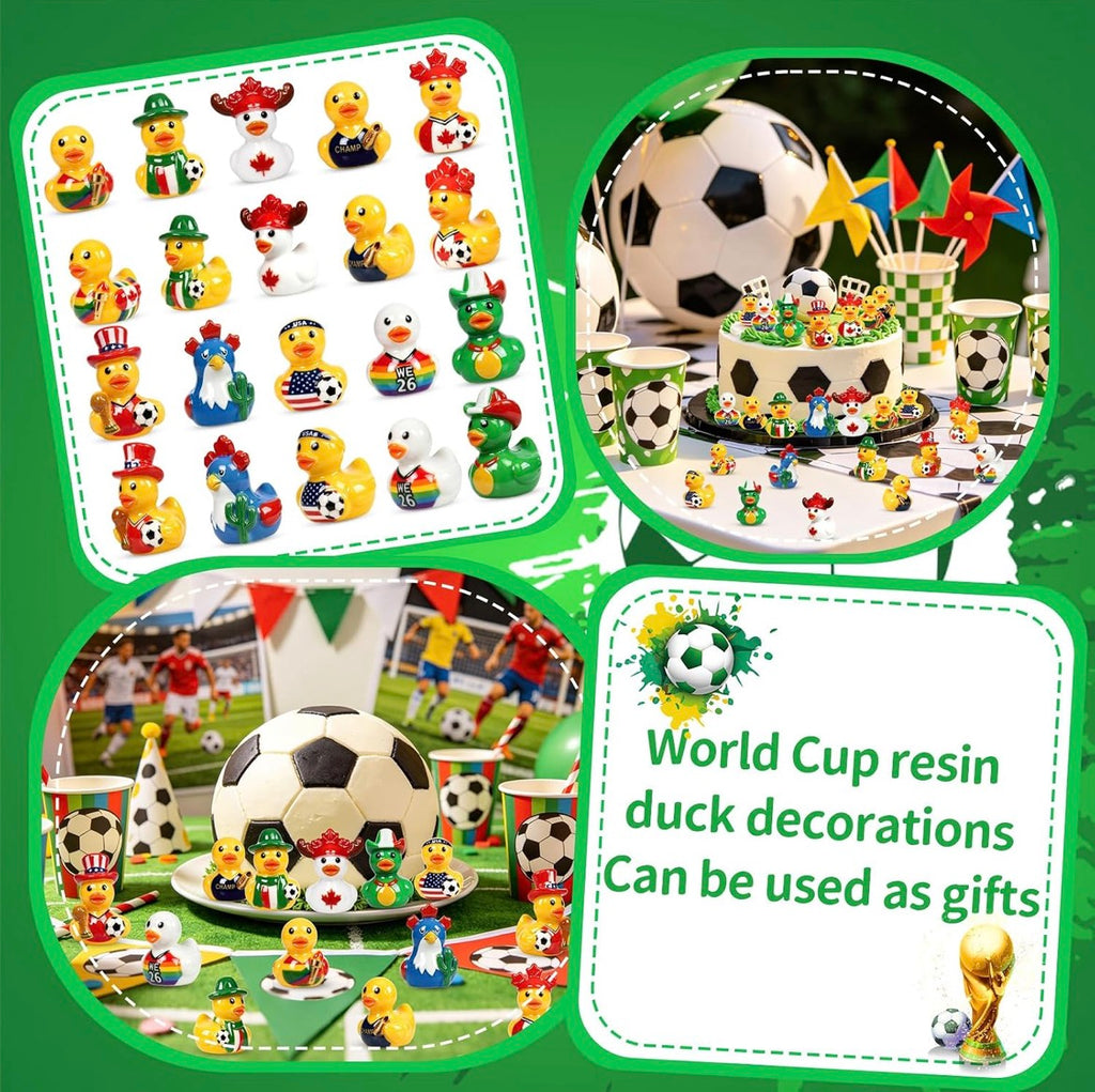 Customize With or Without Decorative Magnets • 2026 World Cup Soccer Mini Resin Duck Figurines • Set of 10 International Sports Collectible Ducks • Cruise Duck Hiding • Jeep Ducking • Party Favors