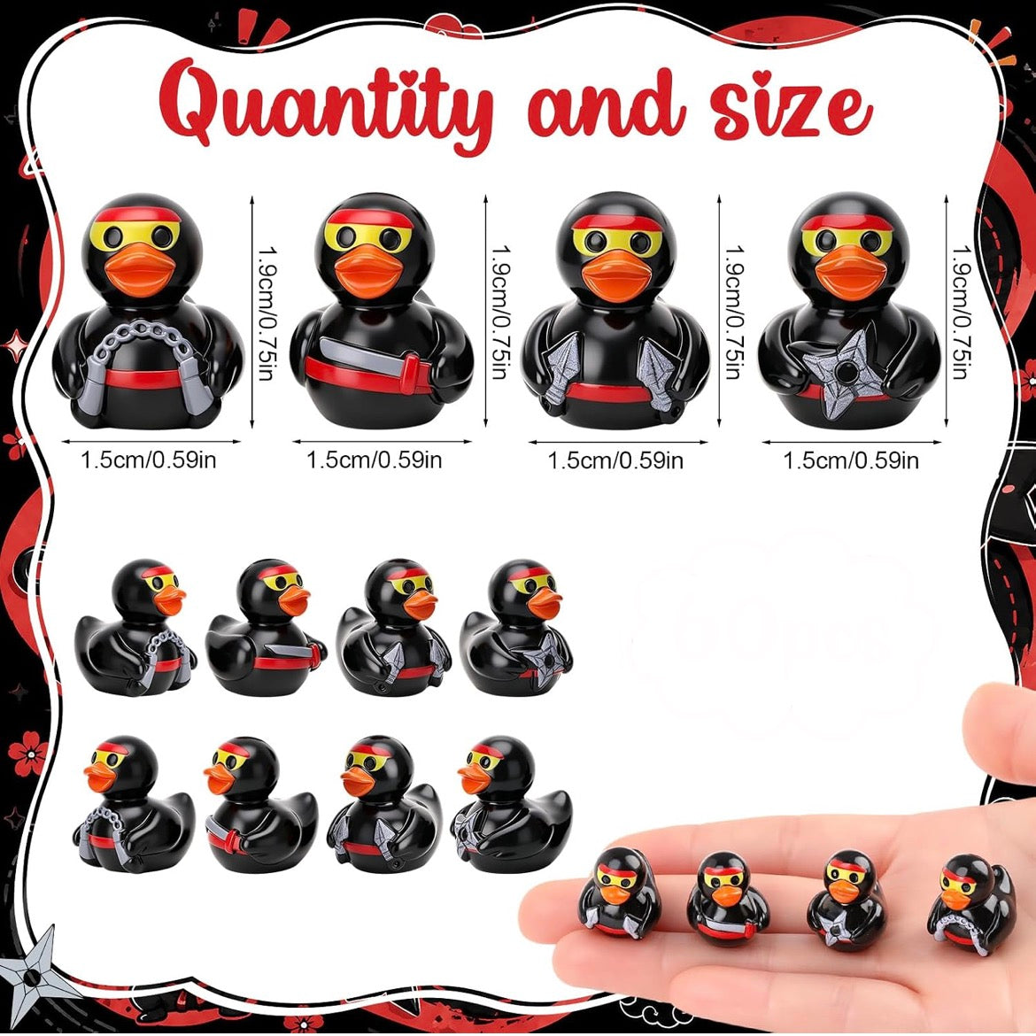 Customizable With or Without Magnets – Set of 8 Mini Resin Ninja Ducks, Tiny Ninja Duck Figurines, Martial Arts Duck Party Favors, Miniature Collectible Ducks, Cruise Ducks, Jeep Ducks, Desk Decor, Gift Set