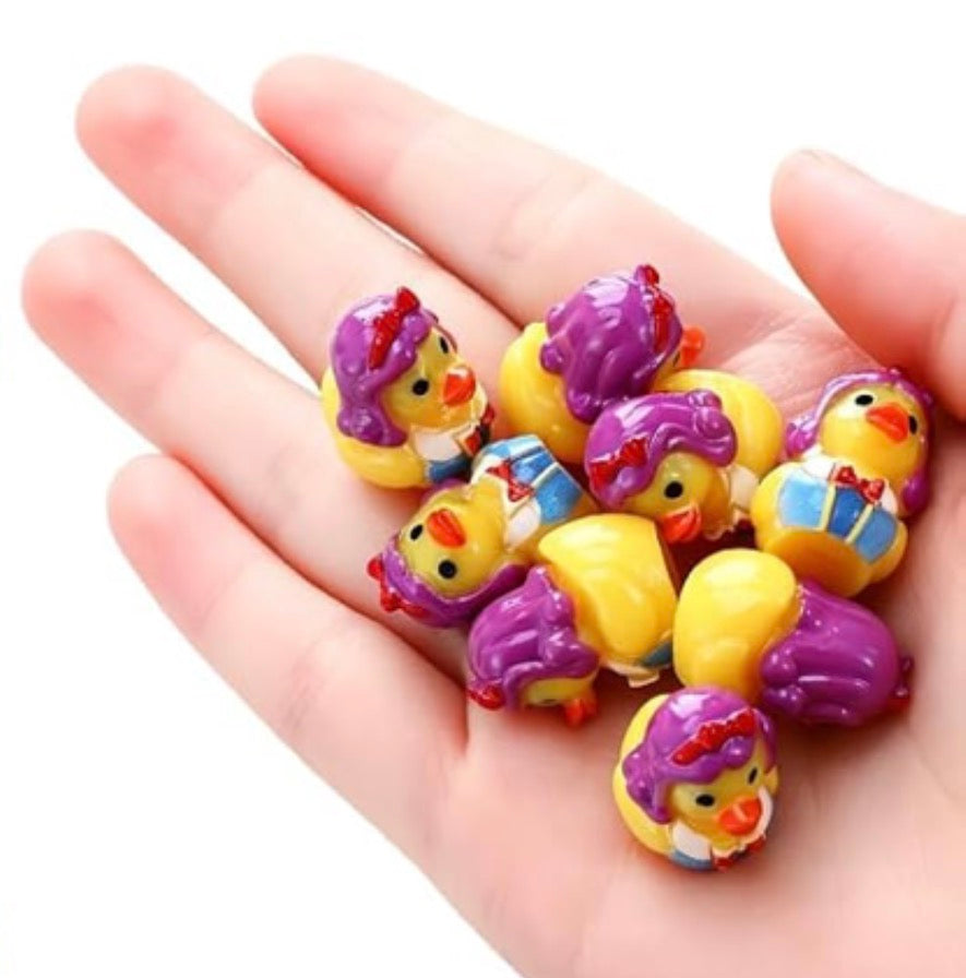 Set of 5, Fairytale Princess Themed Mini Resin Ducks, Magnetic or Non-Magnetic, Optional Personalized Duck Hiding Tags