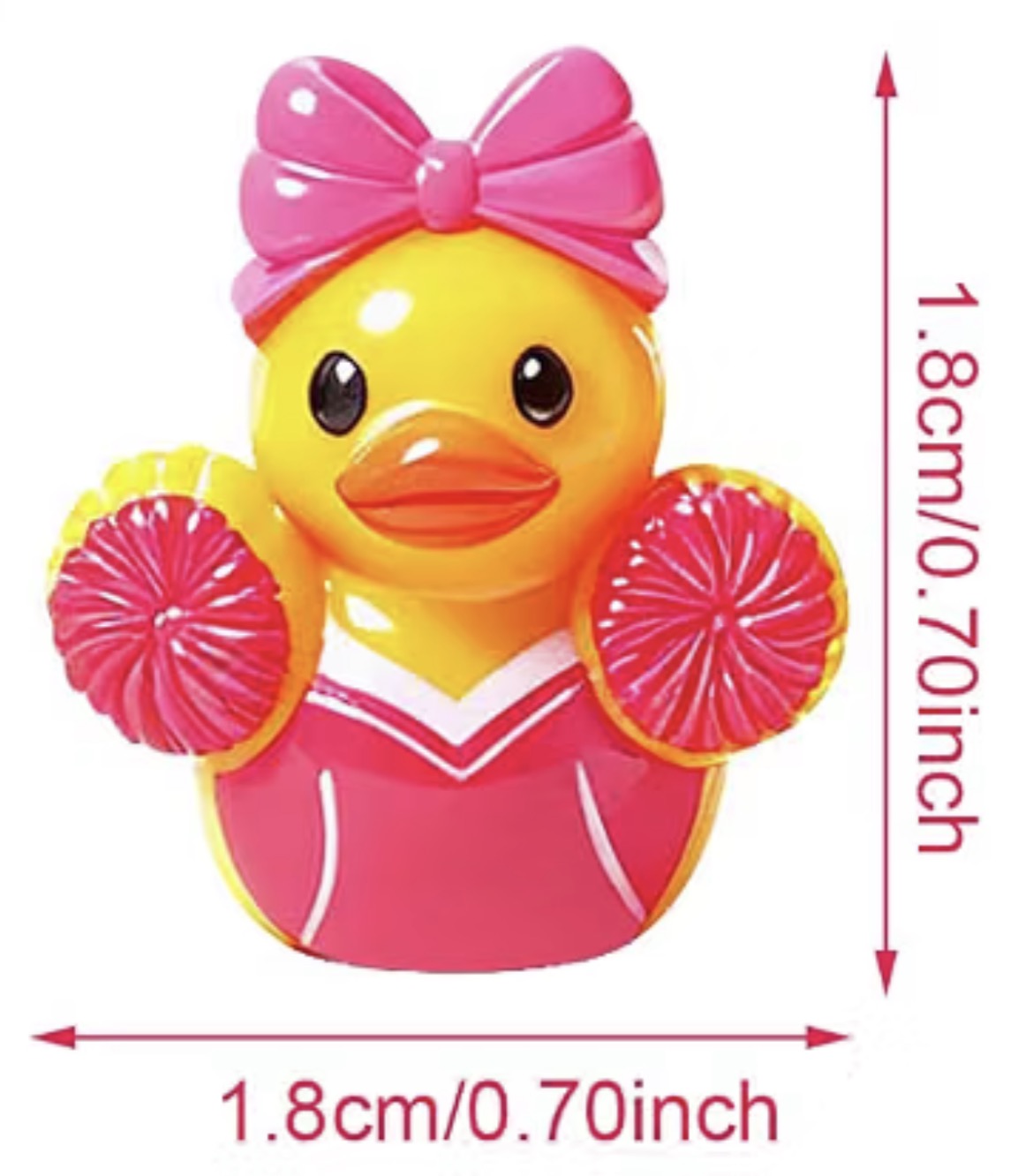 Set of 6, Pink Cheerleader Themed Mini Resin Ducks, Magnetic or Non-Magnetic, Optional Personalized Duck Hiding Tags