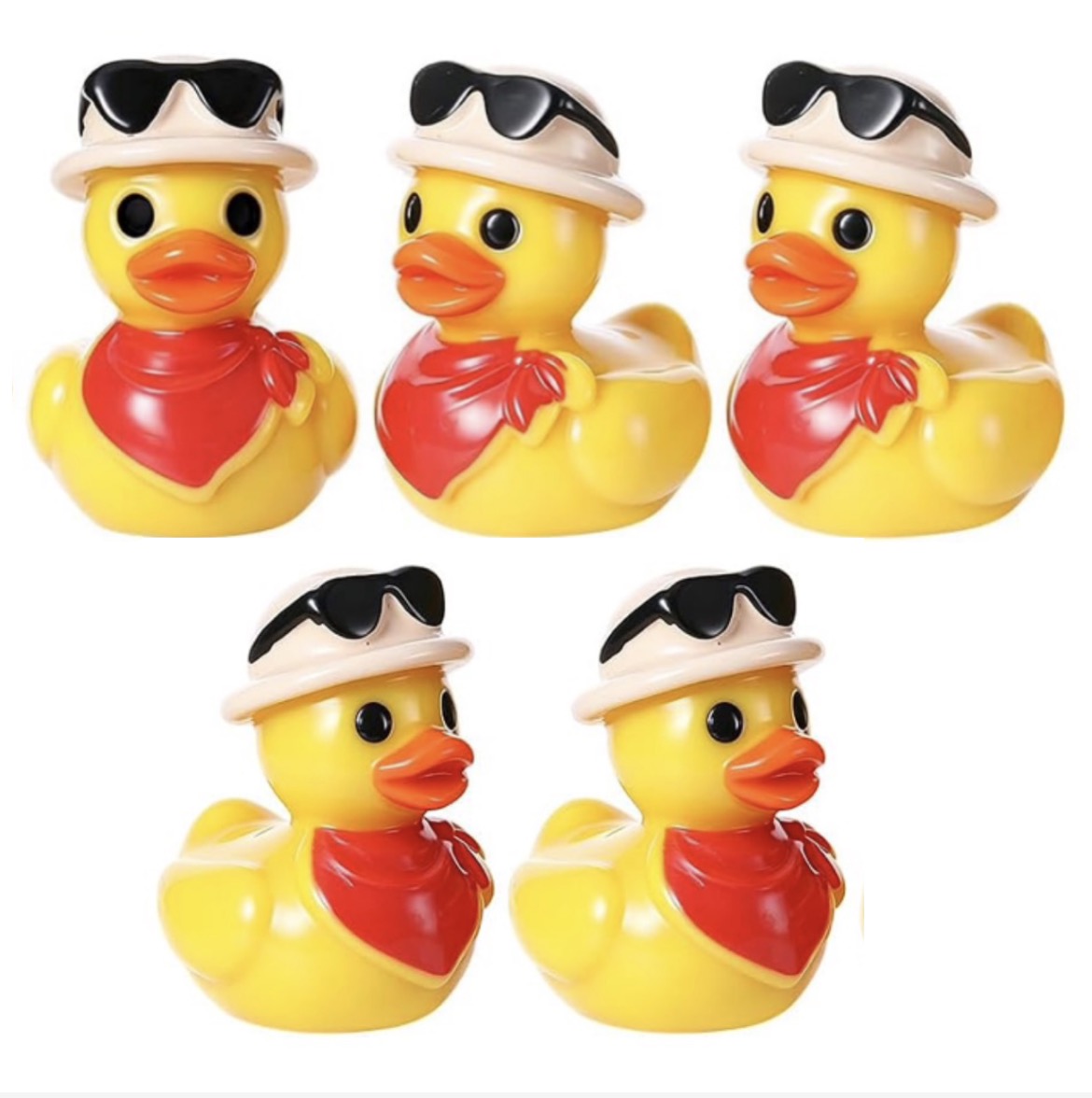 Set of 5, Country with Sunglasses on Head Themed Mini Resin Ducks, Magnetic or Non-Magnetic, Optional Personalized Duck Hiding Tags