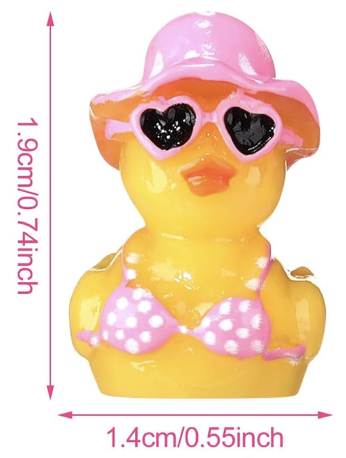 A0-Set of 5, Pink Polka Dot Swimsuit Themed Mini Resin Ducks, Magnetic or Non-Magnetic, Optional Personalized Duck Hiding Tags