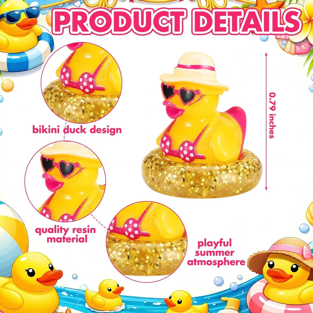 Customizable With or Without Magnets – Set of 5 Summer Beach Mini Bikini Ducks, Tiny Resin Hawaii Duck Figurines, Miniature Pool Float Duckies, Luau Party Favors, Fairy Garden Decor, Cruise Ducks, Jeep Ducks