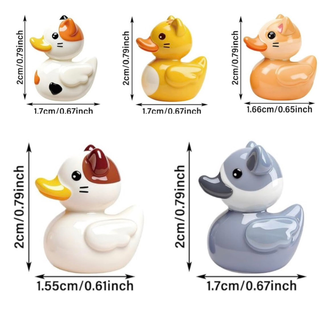 Set of 5, Cat Kitten Themed Mini Resin Ducks, Magnetic or Non-Magnetic, Optional Personalized Duck Hiding Tags