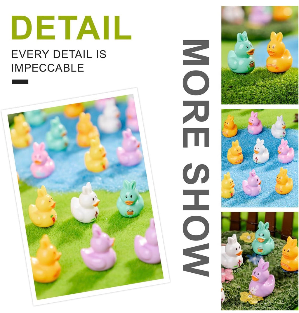 Set of 6, Easter Bunny Themed Mini Resin Ducks, Magnetic or Non-Magnetic, Optional Personalized Duck Hiding Tags