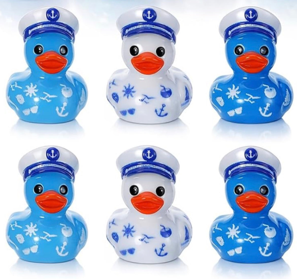 Set of 6, Nautical Captains Sailors Themed Mini Resin Ducks, Magnetic or Non-Magnetic, Optional Personalized Duck Hiding Tags