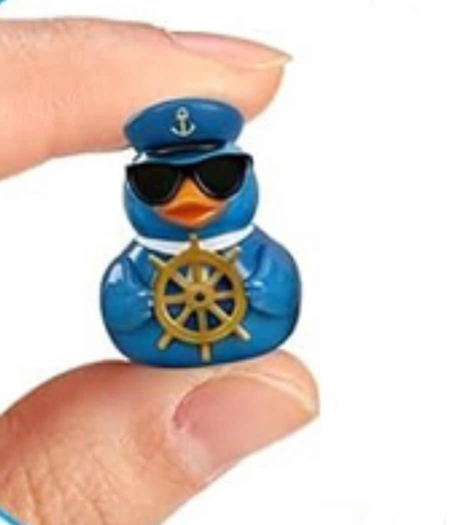 Set of 6, Blue Nautical Sailor Themed Mini Resin Ducks, Magnetic or Non-Magnetic, Optional Personalized Duck Hiding Tags