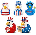 Set of 5, Festive Patriotic Themed Mini Resin Ducks, Magnetic or Non-Magnetic, Optional Personalized Duck Hiding Tags