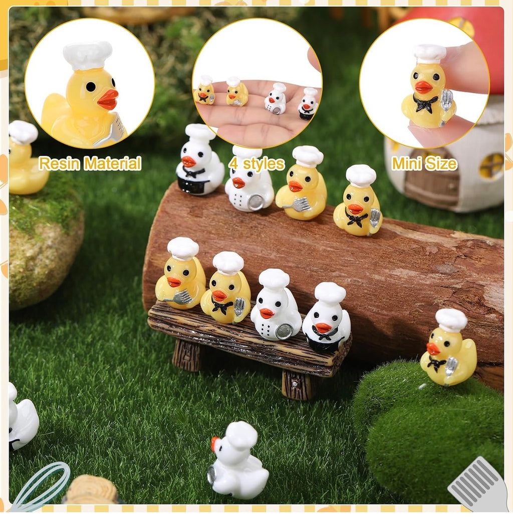 Customizable With or Without Magnets – Set of 8 Mini Resin Chef Ducks, Tiny Baker Duck Figurines, Miniature Cooking Duck Set, Kitchen Decor, Party Favors, Cruise Ducks, Jeep Ducks, Collectible Duck Gift