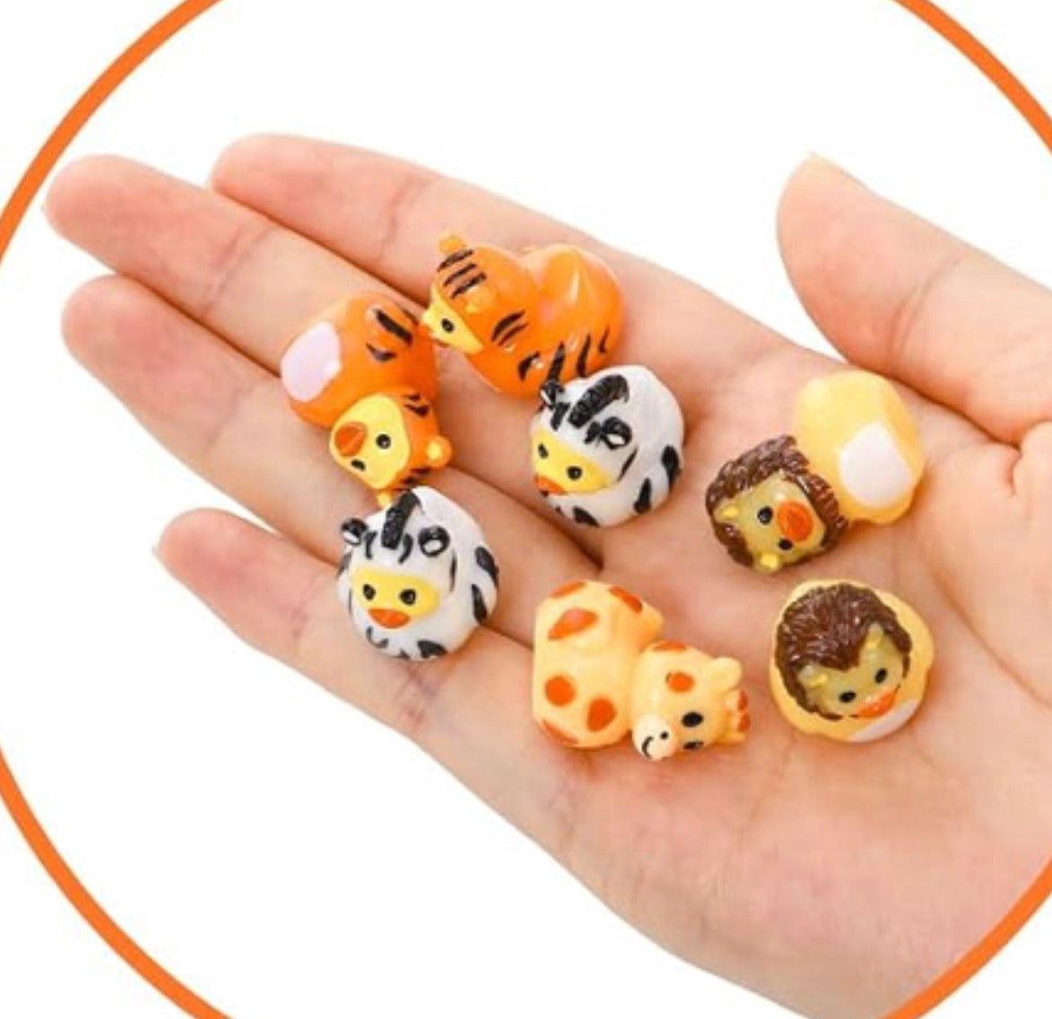 Set of 6, Zoo Animal Themed Mini Resin Ducks, Magnetic or Non-Magnetic, Optional Personalized Duck Hiding Tags