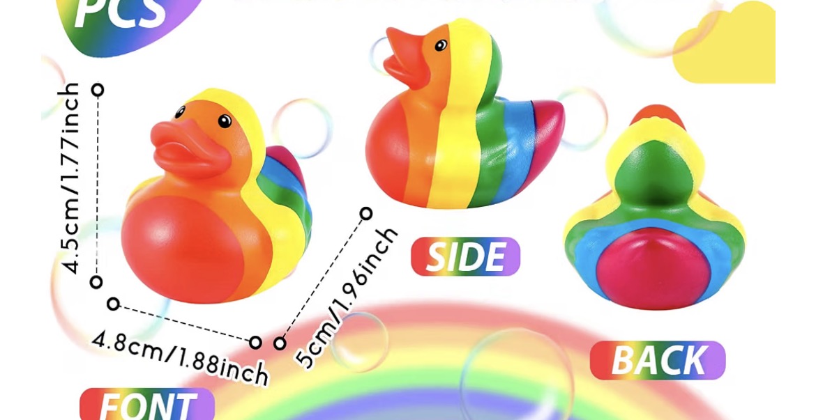 RAINBOW Rubber Duck Gift Set of 6 | 2 Inch Ducks with Organza Bags & Ducked Cards | Ready to Gift & Hide | Duck Exchange Favors