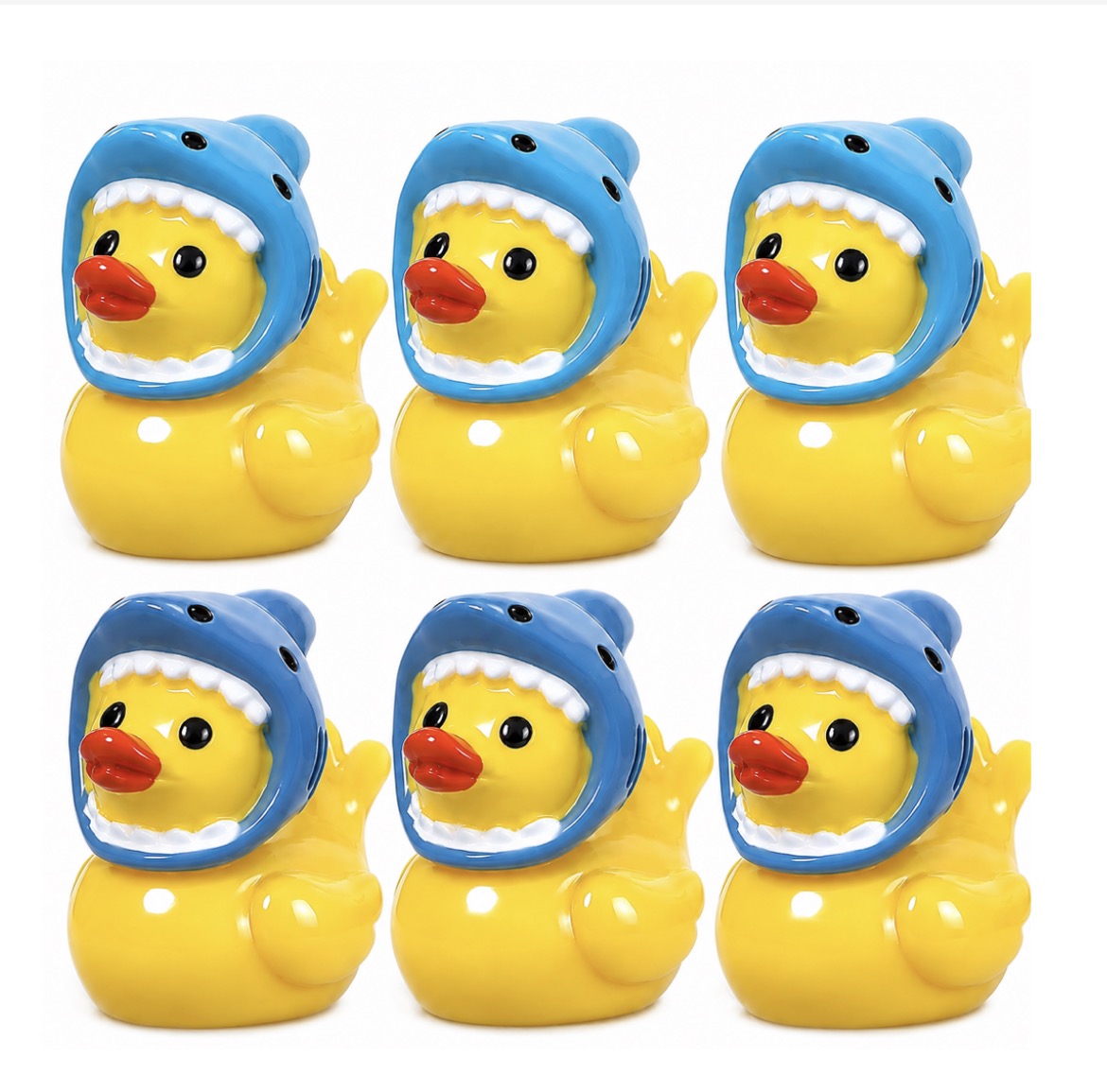 Set of 6, Shark Hat Themed Mini Resin Ducks, Magnetic or Non-Magnetic, Optional Personalized Duck Hiding Tags