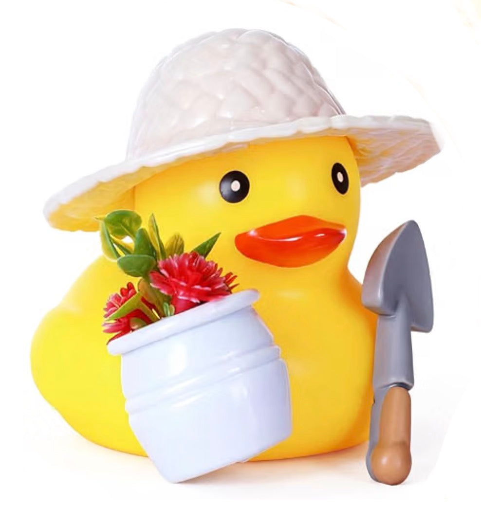 DIY Gardening 2” Rubber Duck Kit | 4 Piece Garden Duck Craft Set | Gardener Duck with Hat Flower Pot & Shovel | Duck Decorating Kit