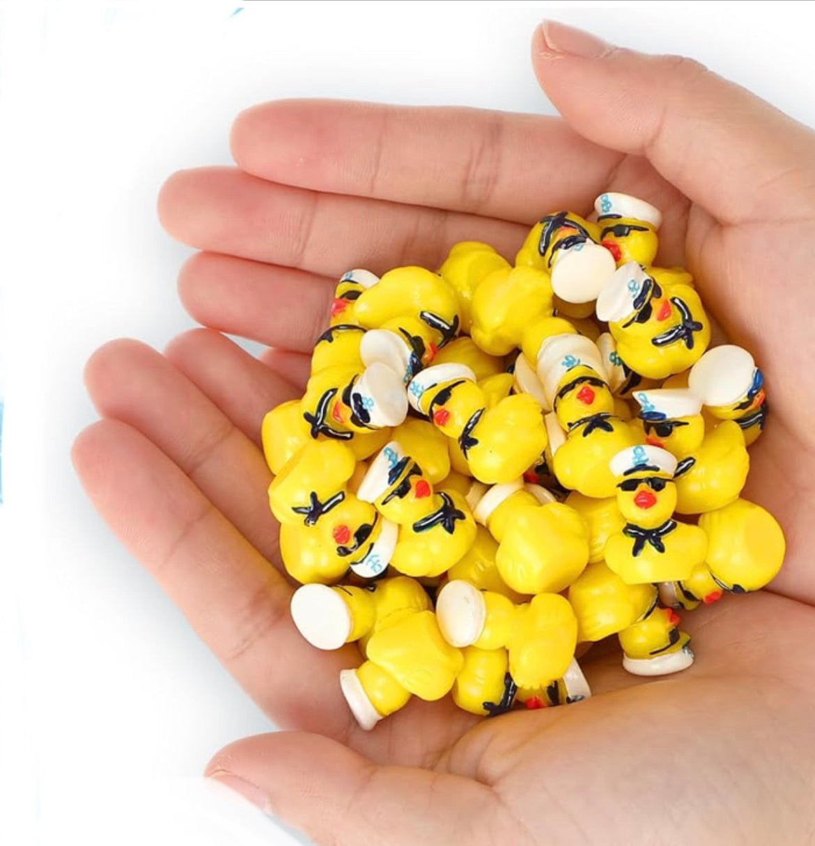 Set of 5, Yellow Sailor Themed Mini Resin Ducks, Magnetic or Non-Magnetic, Optional Personalized Duck Hiding Tags