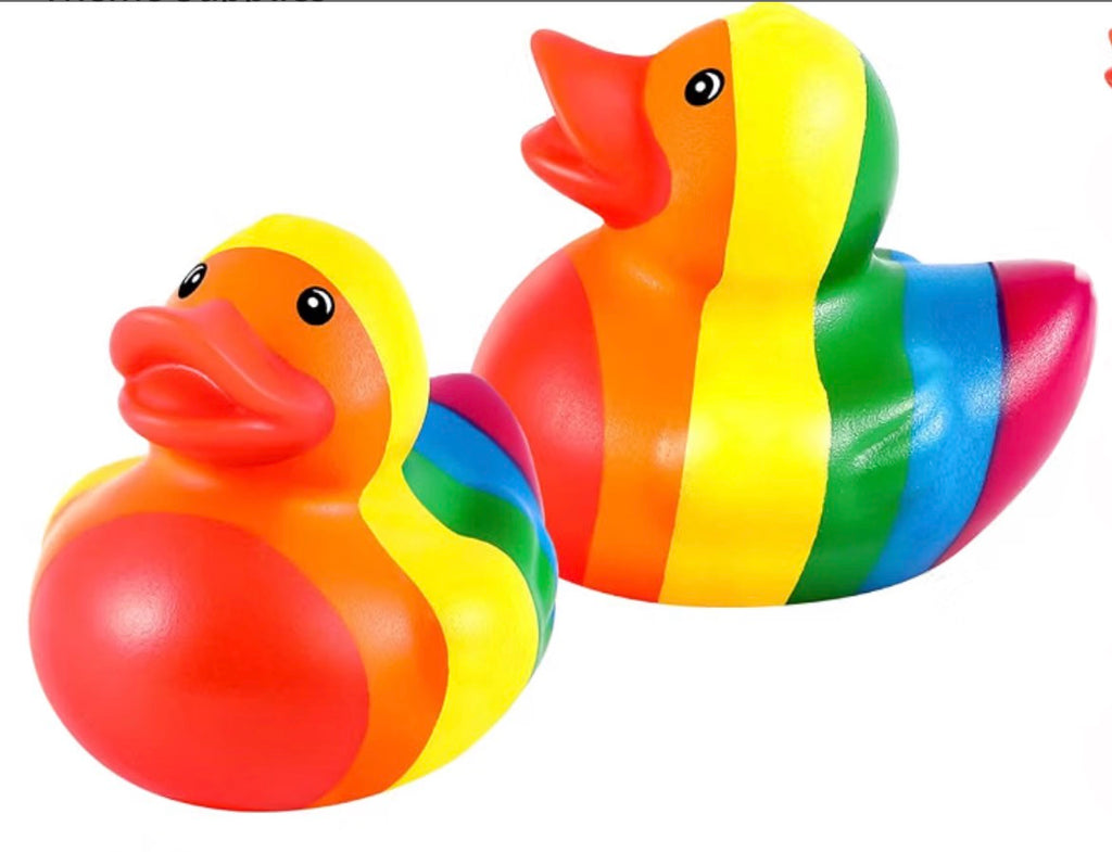 RAINBOW Rubber Duck Gift Set of 6 | 2 Inch Ducks with Organza Bags & Ducked Cards | Ready to Gift & Hide | Duck Exchange Favors
