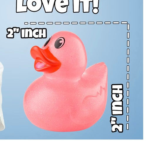 Colorful Glitter Rubber Duck Gift Set of 6 | 2 Inch Ducks with Organza Bags & Ducked Cards | Ready to Gift & Hide | Duck Exchange Favors