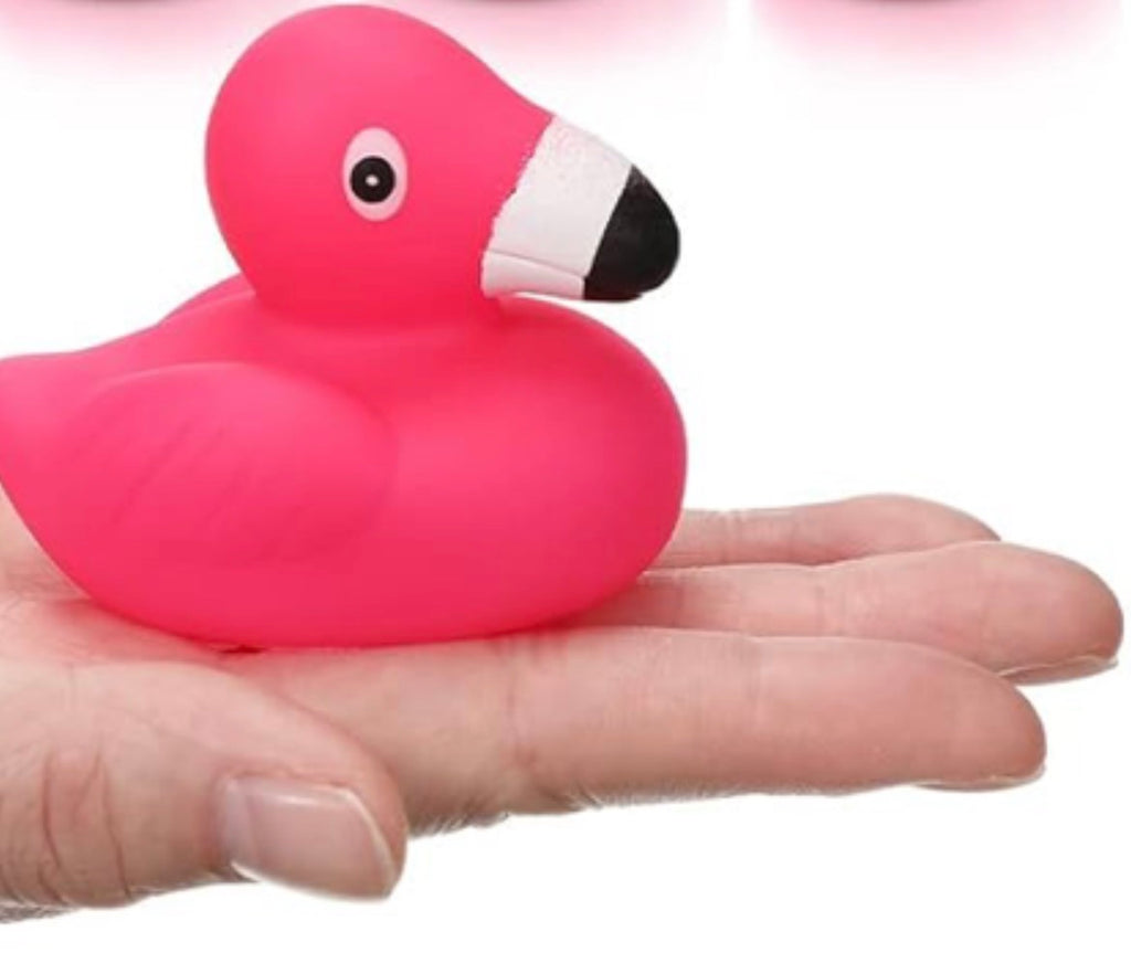 FLAMINGO Rubber Duck Gift Set of 5 | 2 Inch Ducks with Organza Bags & Ducked Cards | Ready to Gift & Hide | Duck Exchange Favors